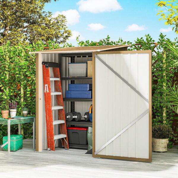 Outsunny Casetta da Giardino 0.92m² in Acciaio Zincato, Capanno Porta Attrezzi con Porta Battente Bloccabile, Tetto Inclinato, 100x104x160 cm