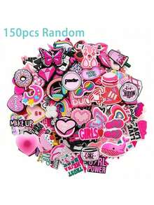 Random 10-200Pcs Pink Series DIY Charms For Shoe Key Chain Sandals Beach Bags, PVC Shoe Charms For Clogs Premium Quality Popular Decorations Accessories Great Gifts For Christmas, Birthday, Party - Multicolor - View 9