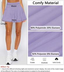 Women's Mini Skirt Skort Flowy Pleated High Waisted Ruffle Tennis Skirts For Women Athletic Skater Golf With Shorts Pockets - Purple - View 6