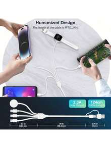 四合一 USB A/Type-C 充电器及多功能快充线。兼容 Ultra/SE/11/10/9/8/7/6/5/4/3/2/1 系列。适用于 17/16/15/14/13/12/11。 - 白色 - 查看 5