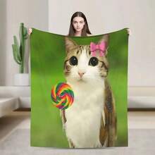 Warm Blanket Travel Hello Meowl Funny Animal  Bedding Throws  Flannel Bedspread Living Room Funny Sofa Bed Cover - 2 - Xem 13