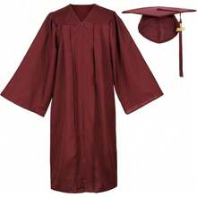 2026 Unisex Matte Graduation Gown And Cap Set With Tassel For Middle High School Bachelor - Maroon - View 7
