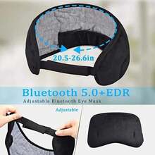 Antifaz para Dormir con Audífonos Bluetooth, Cómodo y Lavable, Transpirable, Inalámbrico con Micrófono, Incluye Cable de Carga y Guía - Negro - Ver 7
