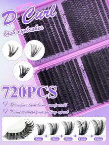 720/630/504 Cluster False Eyelashes, Personal Eyelash Book, High Capacity False Eyelashes, 8-16mm Mixed Length Eyelash Set, Beginner DIY Home Eyelash Extension Kit, Eyelash Cluster, Individual False Eyelashes, Suitable For Daily Commute, Dates, Music Festivals, Enlarging Eyes - D - View 7