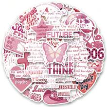 50 Pcs Pink Quotes Vinyl Stickers, Beautiful And Practical, Suitable For Scrapbooks, Diaries, Bumpers, Skateboards, Water Bottles, Helmets, Water Cups, Car Stickers, Etc. - Multicolor - View 8