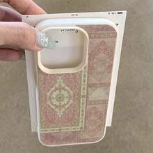 1pc TPU Material Vintage Pink Floral Pattern Patchwork Phone Case Compatible With Apple 17 Pro Max/17/16 Pro Max/15/13/12/11, S20 FE/A15/S24/A55, Note 11/Note 12/Note 13 Pro, Full Coverage Anti-Drop Soft Protective Cover,International Version, Not The Domestic Version - White - View 3