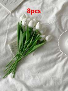 3pcs Artificial Tulip Flowers Decor, Home Decoration Accessories, Fake Flowers For Living Room & Bedroom - Dusty Pink - View 20