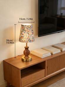 1pc Wood Grain Decorative Table Lamp, Suitable For Living Room, Study, Hotel, Outdoor Camping, Gift, Bedroom, Reading, Children, Decoration, Pregnancy, Prayer Corner, Italian Style, Minimalist, Chinese Style, French Style, Modern Arabic Style, Minimalist Islamic Design, Oasis Mixed Style - Multicolor - View 6
