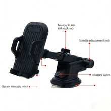Adjustable Car Phone Holder, Suction Cup Mount, Universal Dashboard/Air Vent Phone Holder For GPS Navigation - A - View 5