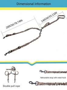 1 套迷彩战术宠物背带和牵引绳套装，带口袋、可调节项圈和胸围，适合中型/小型战术犬 - 彩色 - 查看 6