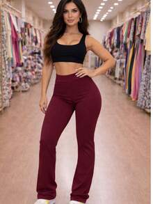 Basic Flare Ballerina Leggings Without Pockets - Burdeos - Ver 1