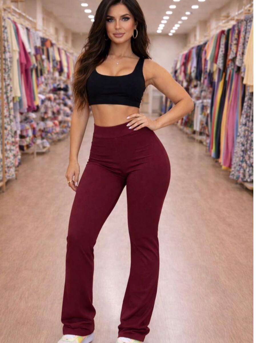 Basic Flare Ballerina Leggings Without Pockets - Burdeos - Ver 1