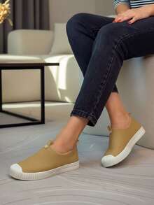 Laviey Women's Adult Slip-On Sock Sneakers, Easy To Put On, Lightweight, Casual, Gym, Sizes 34 To 39 - 卡其色 - 查看 1