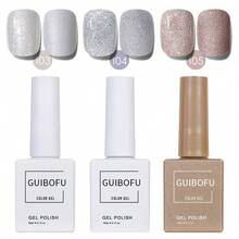 3支/套 15毫升 钻石闪粉凝胶指甲油，珍珠白、银色、香槟裸色，优雅婚礼伴娘美甲，冬日雪景效果，可卸UV/LED指甲油 - 彩色 - 查看 12