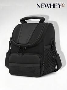 NEWHEY Bolso bandolera pequeño para cámara para hombres, bolso de hombro para fotografía de viaje, bolso de almacenamiento de accesorios de fotografía ligero, adecuado para bolso de cámara de fotografía al aire libre, correa de hombro desmontable, convertible en bolso de mano y de hombro - Negro - Ver 9