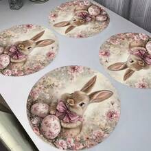 4 pezzi di tovagliette pasquali, con simpatico motivo a coniglio e decorazioni floreali, adatte per feste, pranzi, decorazioni natalizie e decorazioni pasquali. Dimensioni: 38*38cm, adatte per decorazioni stagionali domestiche, decorazioni tavola per le feste, stile country, materiale lavabile, ideali per decorazioni tavola per le feste e intrattenimento domestico, ottimo anche come regalo. - Multicolore - Visualizzare 8