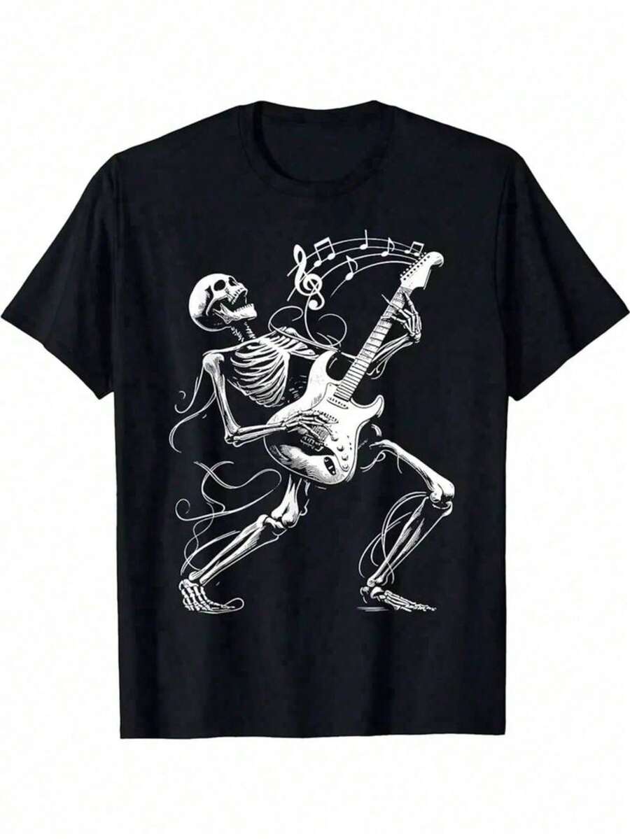 Camiseta Masculina Preta com Estampa de Caveiras Realistas em Composição Artística, Camisa Masculina Estilo Dark e Urbano para Visual Intenso e Imponente, T-SHIRT Masculina com Arte recebida em Alta Definição, Ideal para Homens que Curtem Estilo Rock, Gótico e Streetwear, Design Impactante que Transmite Força, Mistério e Personalidade, Perfeita para Uso Diário, Eventos Noturnos, Shows e Combinações Modernas, Produzida em Algodão de Qualidade com Toque Confortável, Caimento Ajustado e Costuras Reforçadas, Camiseta Masculina Pensada para Quem Quer Se Destacar com Estilo Forte e Autêntico - Preto - Visão 1