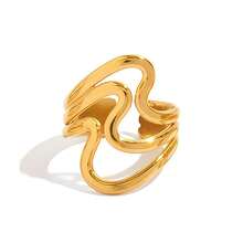 Frminee Bộ 3 chiếc nhẫn hình học bằng thép không gỉ mạ vàng 18K, kiểu dáng thời trang, tối giản, thanh lịch và độc đáo, trang sức đeo hàng ngày và quà tặng cho phụ nữ. - Phong cách Vàng 4 - Xem 7