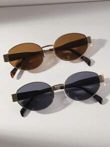 2pcs Women's Retro Small Oval Frame Stylish Eyeglasses, Suitable For Daily Wear, Elegant And Generous (Eyeglass Cloth Not Included) - Multicolor - View 10