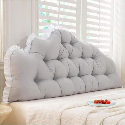 Large Foam Backrest Cushion Suitable For - Lumbar & Headrest Pillow With Straps, Zipper Closure, Quilted Bed/Sofa Cushion For Bay Window, All-Season Use, Hand Washable, Fits Tatami, Couch, Bed, 180x75x10cm