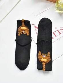 5 pares de calentadores de pierna tipo calcetín con estampado de pata de gato unisex, de moda, divertidos y lindos, adecuados para uso diario, campus, fiestas, regalo ideal para el Día de San Valentín, colores aleatorios - Multicolor - Ver 3