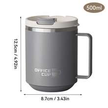 1个500毫升304不锈钢咖啡杯,带盖和手柄,便携式双层保温水杯,防烫防漏,大容量饮水杯,适合学生和成人居家、学校、宿舍、办公室、户外露营、野餐、旅行、返校等场合使用。 - 彩色 - 查看 15