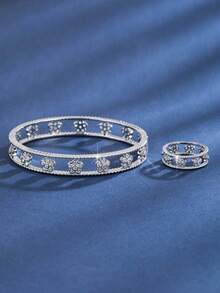 2pcs Hollow Design Bracelet & Ring Jewelry Set - Multicolor - View 5