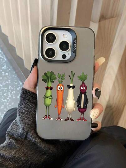 1 pieza Funda de teléfono con patrón 2D minimalista y divertido de verduras, con textura lujosa antideslizante, adecuada para Apple 17/16/15/14/13/12/11 Pro Max y Galaxy S23/S22/S21, A54/A53/A52/A34/A15, regalo ideal para colegas, amigos, familia, parejas, cumpleaños, Año Nuevo, San Valentín, Ramadán, Pascua