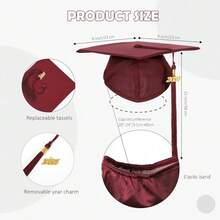 2026 Unisex Matte Graduation Gown And Cap Set With Tassel For Middle High School Bachelor - Maroon - View 5