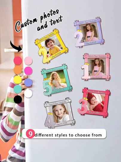 1pc Customize Wooden Baby Birthday Frame Refrigerator Magnets,Personalized Photo & Text First Birthday Refrigerator Magnets,Baby First Birthday Photo Party Favors,1st Birthday Favors,Birthday Photo Magnet,Fridge Decor,Birthday Gifts,Fridge Magnets