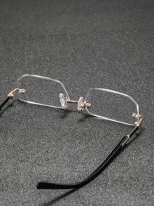 1 Pair Men's Metal Square Frameless Glasses, Retro Personalized Classical Refined Luxurious Versatile Business Style, Fashionable Eyewear Suitable For Business Reception, Commuting, Driving, Golf - Multicolor - View 9