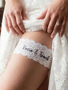 Liguero de boda bordado personalizado con nombre o frase personalizada, banda de pierna nupcial bordada personalizada, liguero ajustable y elástico personalizado como recuerdo para la novia, detalle romántico personalizable para el día de la boda, idea de regalo para la futura novia, lencería de boda personalizada para mujeres - Multicolor - Ver 9