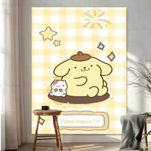 SANRIO 1件三丽鸥布丁狗挂毯，星形和钻石图案，美观的墙面装饰，柔软的涤纶布，适用于卧室和派对背景。 - 彩色 - 查看 2