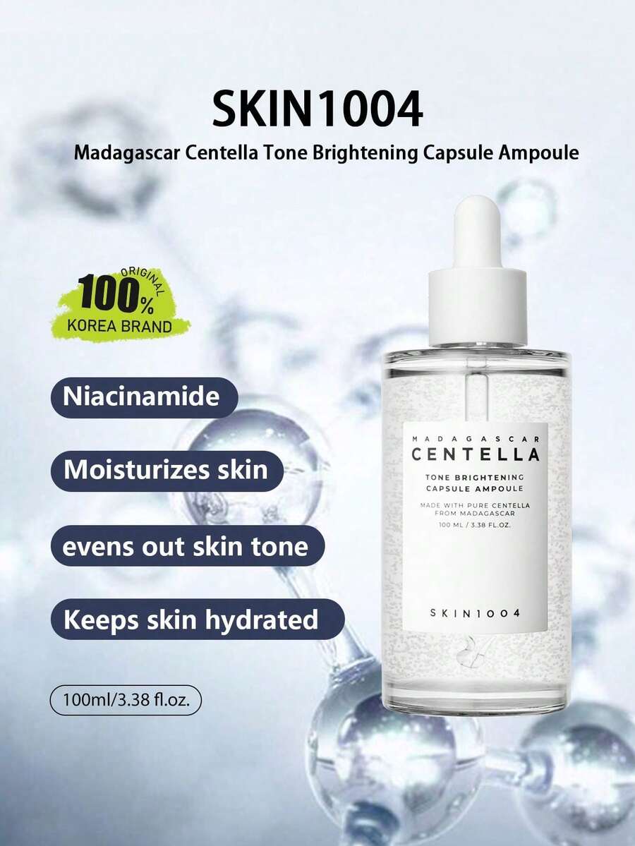 SKIN1004 馬達加斯加積雪草亮膚膠囊安瓶 100ml/3.38 Fl.Oz.，輕盈快吸收質地，保濕舒緩肌膚，改善暗沉膚色，適合所有膚質，日常臉部護理，K-Beauty，韓國彩妝，OliveYoung，禮品