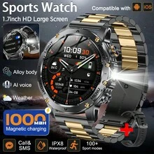 FFYTIEAZ 2026新款男士智能手表，1000mAh大容量电池，1.7英寸高清全触控屏，支持蓝牙通话、LED手电筒、100多种运动模式，IPX8级防水，适用于安卓和iOS系统，父亲节礼物之选。 - 彩色 - 查看 17