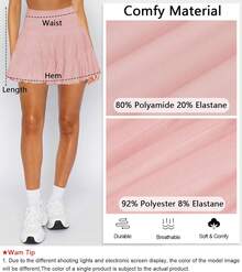Women's Mini Skirt Skort Flowy Pleated High Waisted Ruffle Tennis Skirts For Women Athletic Skater Golf With Shorts Pockets - 粉色 - 查看 6