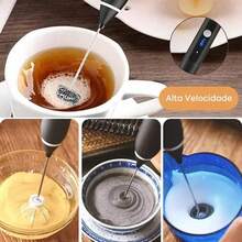 Mini Mixer Portátil Misturador de Bebidas Batedor Espumador de Leite USB Recarregável Cozinha Cafe Ovo - PRETO OU BRANCO - Visão 3