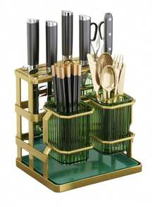 Organizador De Utensilios De Cocina Soporte De Cucharas de Cocina, Diseño practico y Multifuncional, Organizador de Cubiertos - Verde - Ver 1