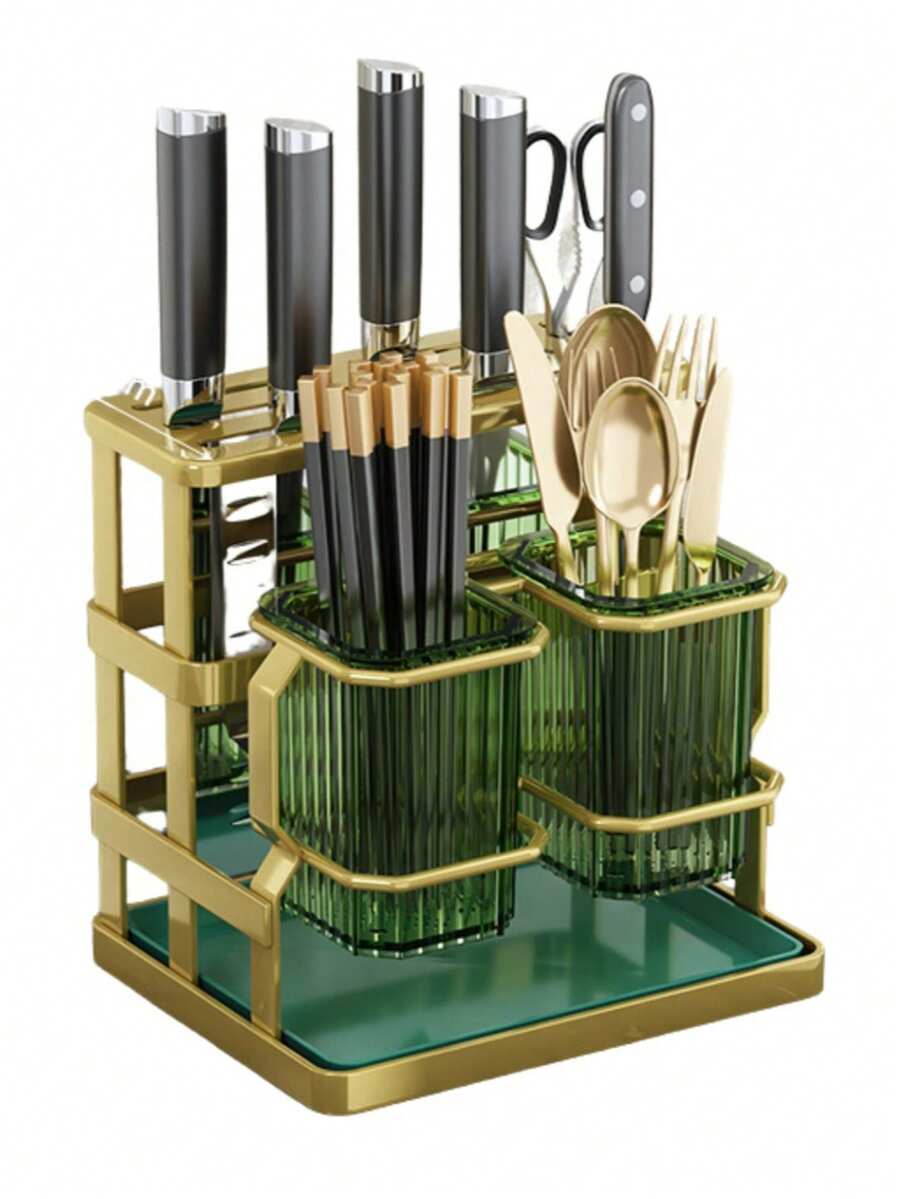 Organizador De Utensilios De Cocina Soporte De Cucharas de Cocina, Diseño practico y Multifuncional, Organizador de Cubiertos - Verde - Ver 1