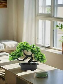 1棵45厘米/17.72英寸优雅人造松树盆景，易于养护，栩栩如生，是送给植物爱好者的理想礼物，适合小空间，可放置于家居/办公桌上作为装饰。 - 綠色 - 查看 6