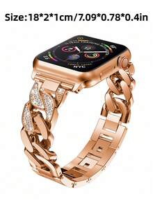 1条时尚钢表带，男女通用，兼容表带38mm、40mm、41mm、42mm、44mm、45mm、46mm、49mm，兼容Ultra/SE 11/10/9/8/7/6/5/4/3/2/1 - 玫瑰金 - 查看 5