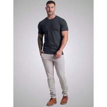 Slim Fitness SLM Set Of 3 Men's Egyptian Cotton T-Shirts, Casual-Minimalist Style, Slim Fit, Contrast Knit. - 黑色 - 灰色 - 海軍藍 - 查看 6