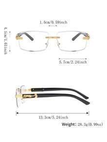 1 Pair Men's Metal Square Frameless Design Glasses, Personality Business Style Classical Luxury Elegant Casual Elegant, Fashionable Glasses Suitable For Business, Commuting, Reception, Driving, Banquet Wear - Multicolor - View 9
