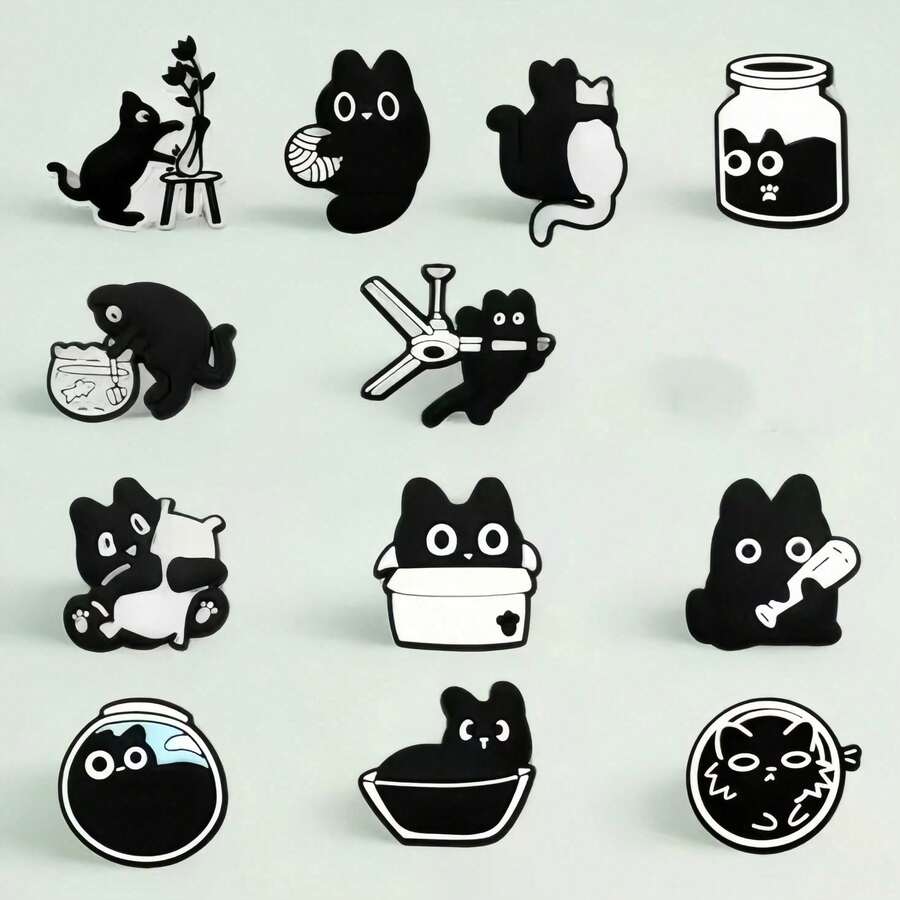 8件/套 卡通PVC眼睛形状趣味装饰，适用于休闲鞋、木屐和凉鞋，耐用可爱，设计奇趣，是女孩派对礼物和创意礼品的理想之选（图案随机） - 彩色 - 查看 1