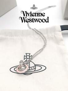 Vivienne Westwood Simonetta 系列银粉色珐琅飞行员项链，银色，黄铜 - 銀色 - 查看 7