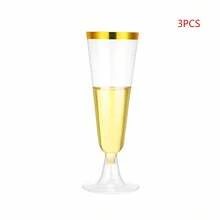 3pcs Transparent Champagne Glasses, Gold Rim, 5oz Plastic Cocktail/Martini Cups, Reusable, Unbreakable, Stackable, Suitable For Wedding, Birthday Party, Valentine's Day, New Year Gift - View 7
