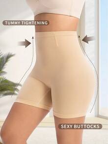 1pc High Waist Tummy Control Shapewear Panty For Women, Waist Trainer Slimming Briefs - Apricot - View 6