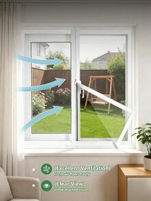 White Zipper Window Screen Set, Self-Adhesive Hook & Loop Install, Easy Open Mesh Net, Breathable Mosquito Protection For Home - Zipper Mesh - View 5