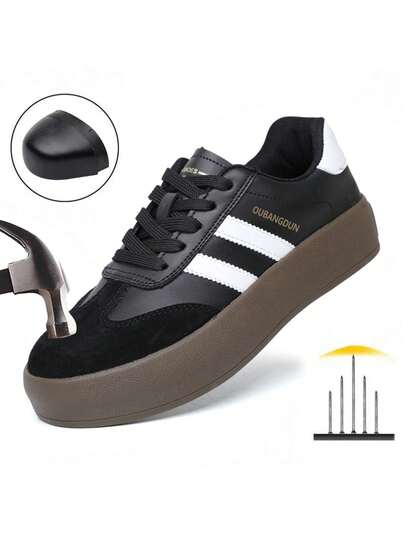 Women's Safety Shoes, Lace-Up New Safety Shoes, Super Soft Leather Upper, Steel Toe Cap, Anti-Smash And Anti-Puncture Work Shoes, Lightweight Breathable Industrial Construction Protective Shoes, Women's Labor Protection Shoes, Suitable For Spring, Summer, Autumn And Winter