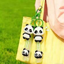 Llavero de estilo nacional con diseño de panda lindo, llavero de coche de dibujos animados, colgante de llavero para mochila - Multicolor - Ver 1